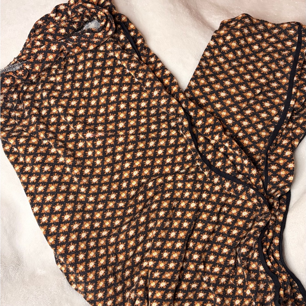 Straight Leg Women’s Pants in Black and Brown Floral Print